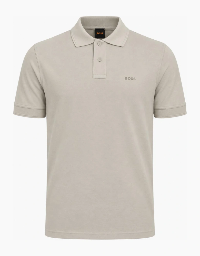 BOSS Prime Cotton Pique Polo Shirt Light Grey