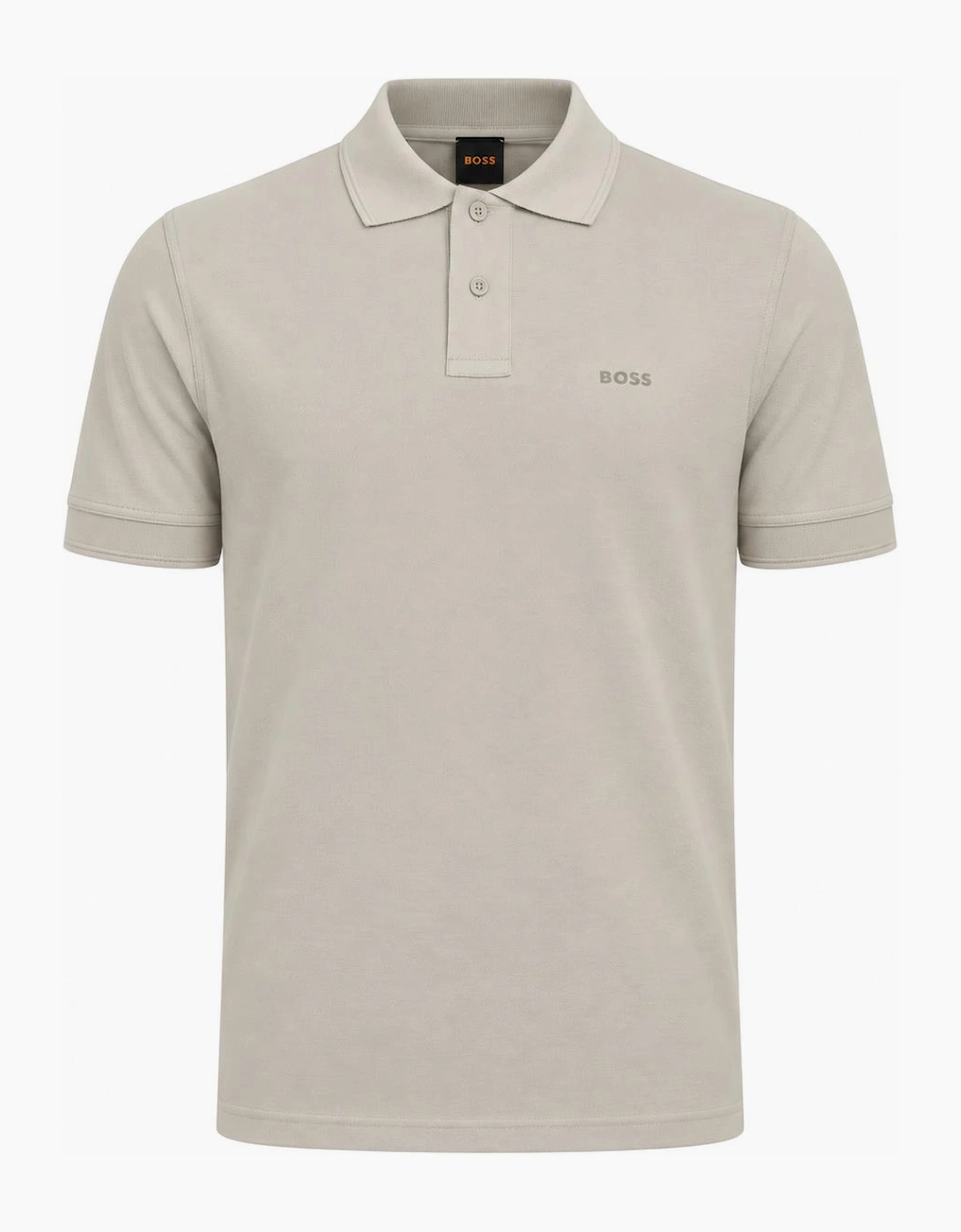 BOSS Prime Cotton Pique Polo Shirt Light Grey