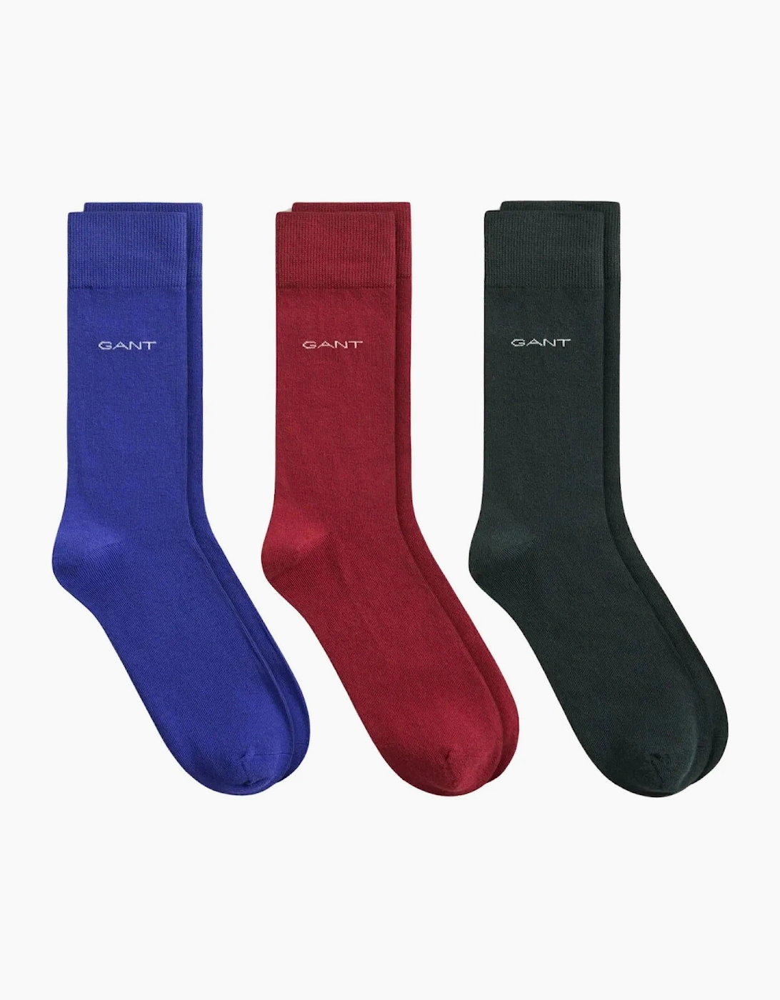 3-Pack Soft Cotton Socks, Claret/Green/Blue