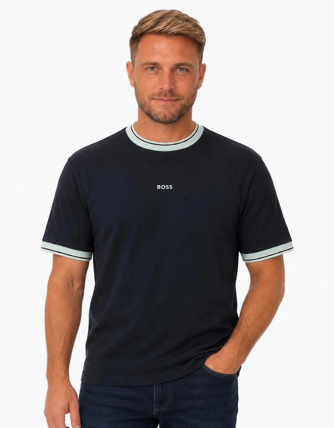 BOSS Te Blocks Tipped T-Shirt Dark Navy