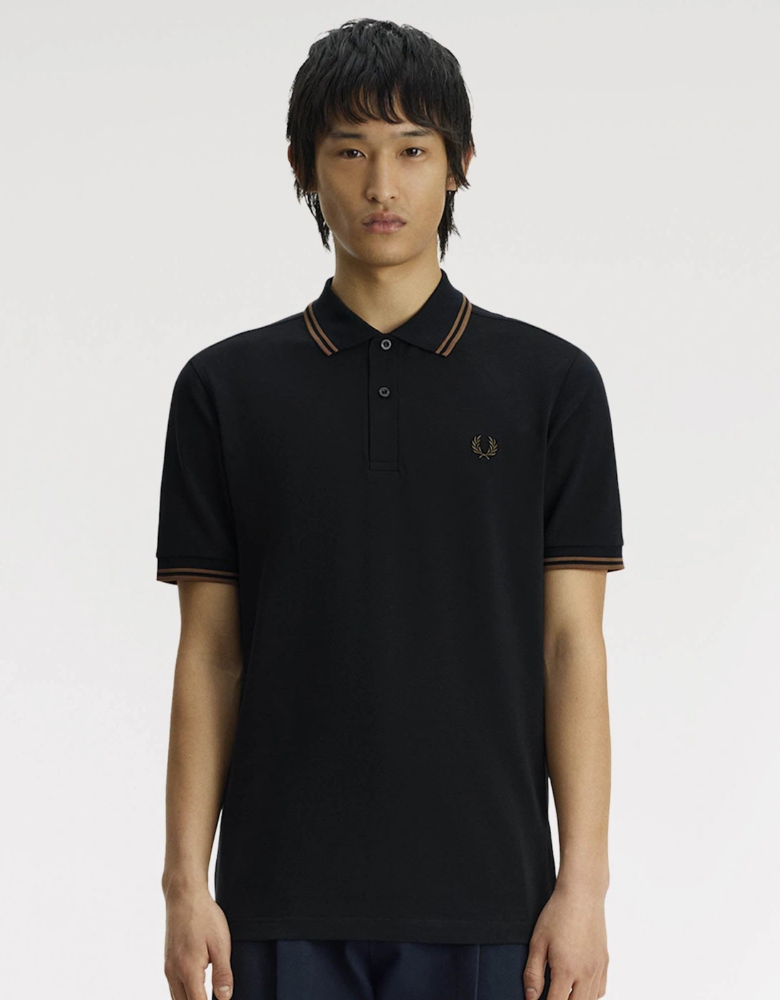 Fred Perry Mens Twin Tipped Signature Polo Shirt - Navy/Bronze 48D