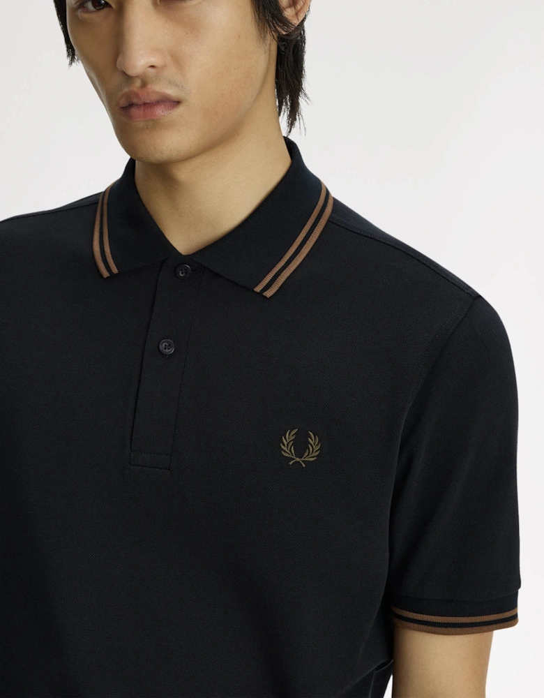 Fred Perry Mens Twin Tipped Signature Polo Shirt - Navy/Bronze 48D