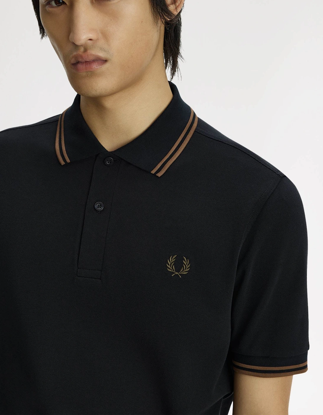 Fred Perry Mens Twin Tipped Signature Polo Shirt - Navy/Bronze 48D