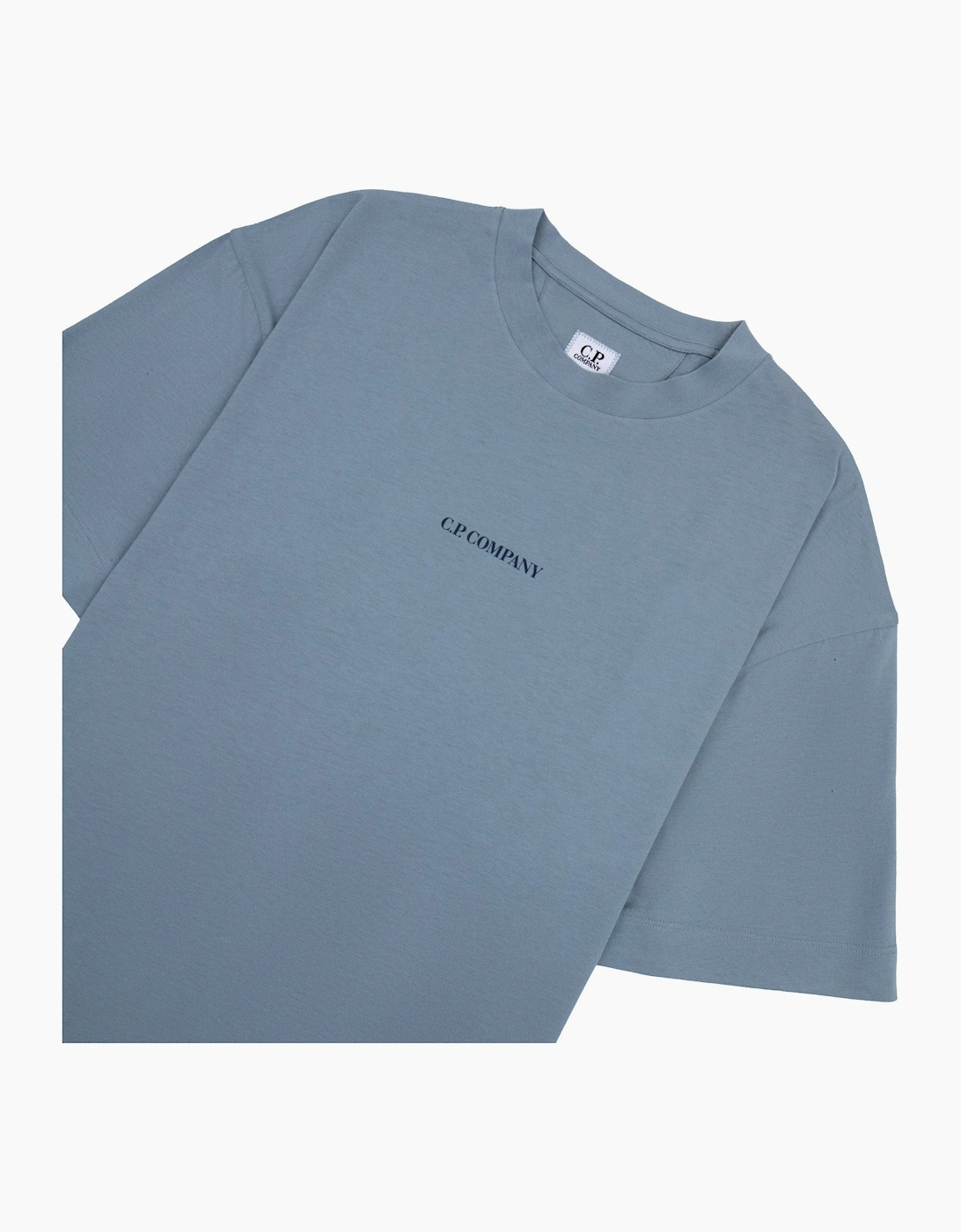 Cp Company 30/1 Jersey Short Sleeve Logo T-Shirt Blue 809