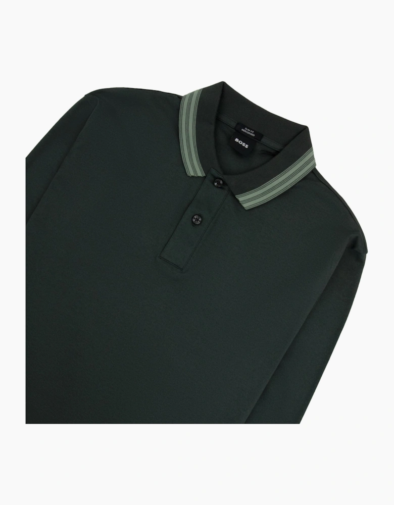 Hugo Boss H-PLEINS Long Sleeve Slim Fit Polo Green 348