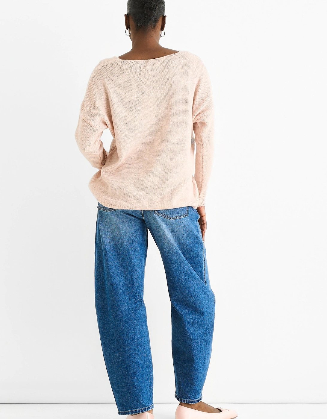 Blush Contrast Flower Pattern Knit Jumper