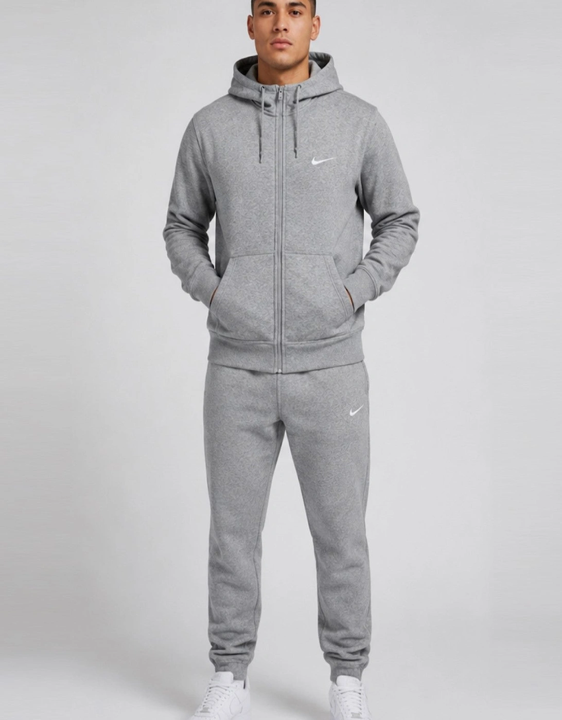Nike Air Mens Club Fleece Tracksuit Full Set in Grey