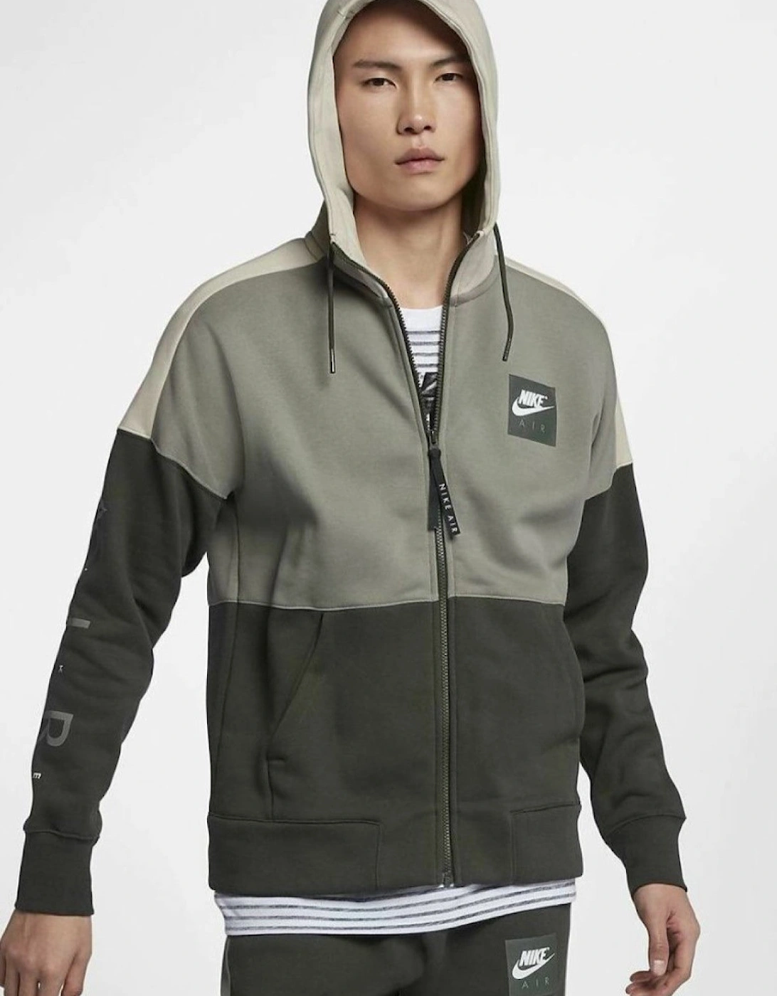 Nike Mens Air Zip Through Tracksuit Full Set in Olive Green