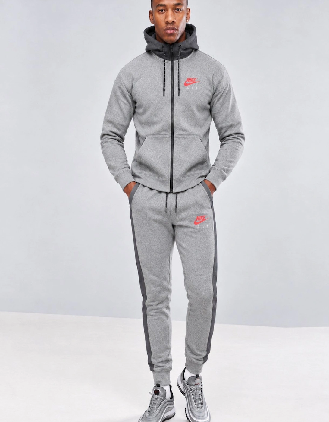 Nike Air Mens NSW Fleece Tracksuit Full Set in Grey