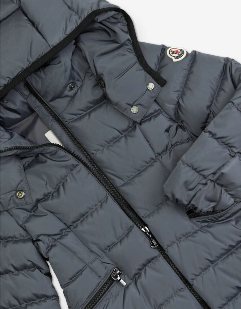 Moncler Enfant Girls Down Padded Charpal Long Coat in Grey