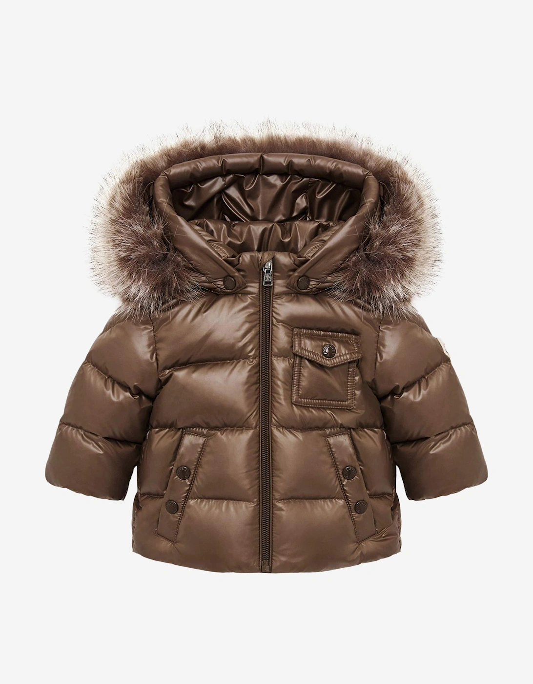 Moncler Kids' K2F Detachable Hood Down Short Puffer Jacket - Brown 246 - Size 9-12 Mnth - Image 4