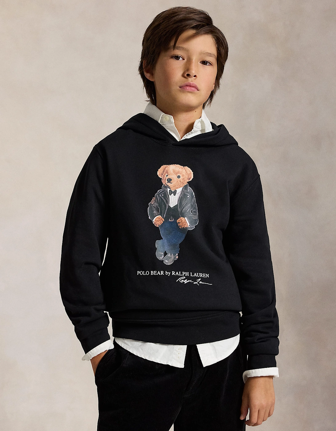 Ralph Lauren Boys Polo Bear Hoodie in Black