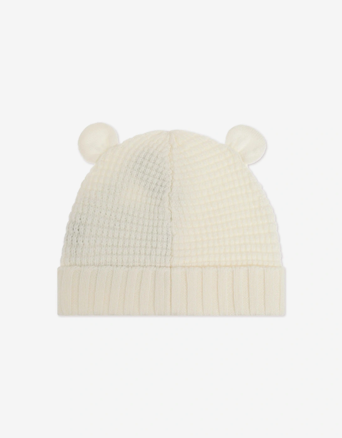 Moncler Enfant Baby Wool Beanie Hat with Ears in Ivory