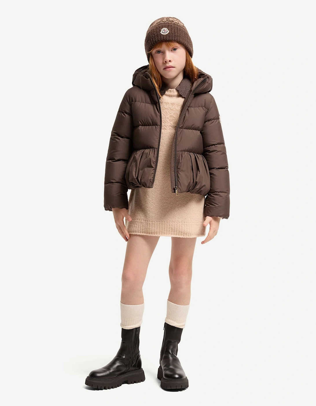 Moncler Enfant Girls Down Padded Elizaveta Jacket in Brown