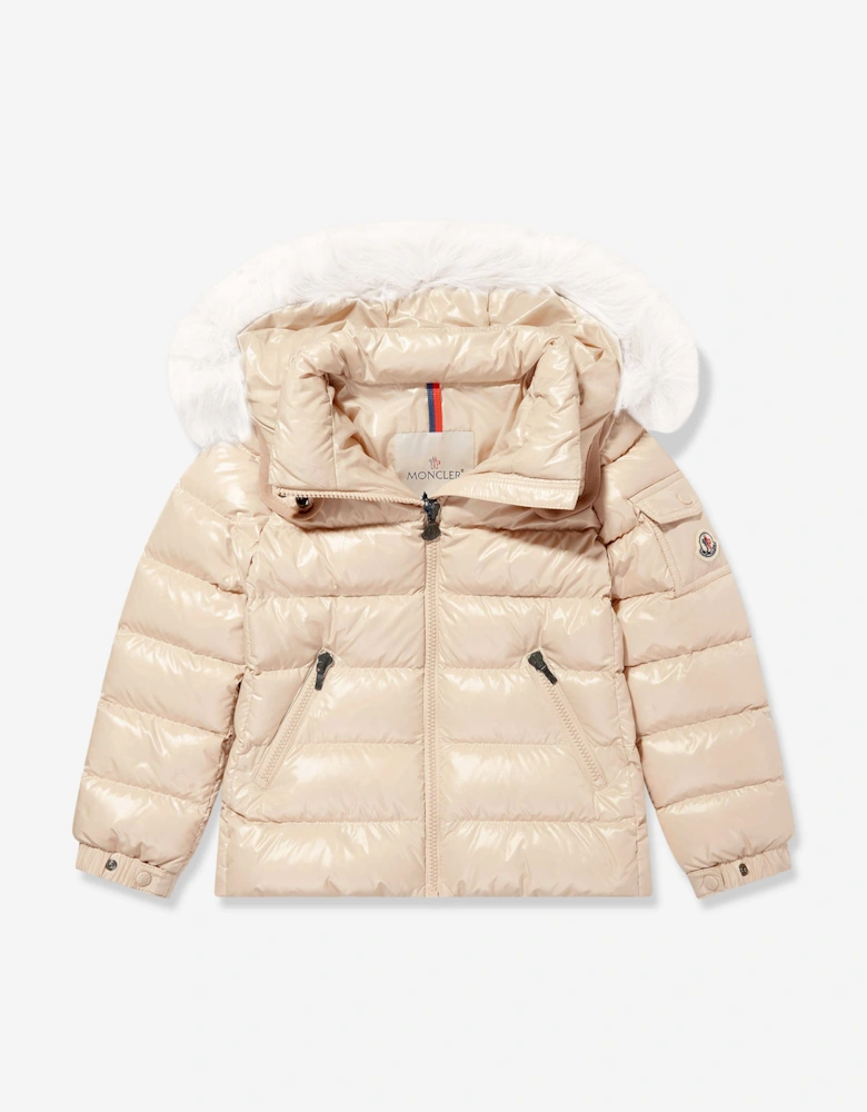 Moncler Enfant Girls Down Padded Badyf Jacket in Beige