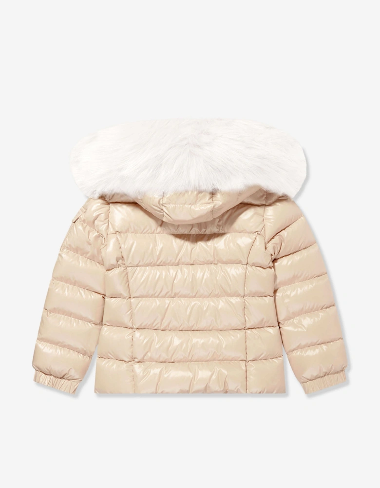 Moncler Enfant Girls Down Padded Badyf Jacket in Beige