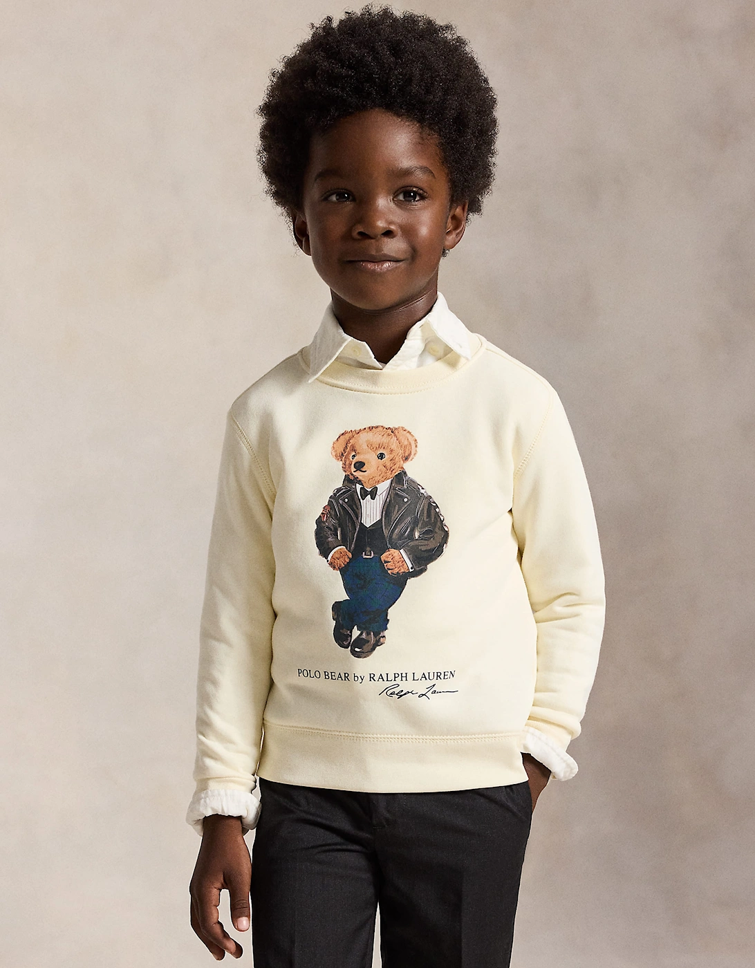 Ralph Lauren Boys Polo Bear Sweatshirt in Ivory