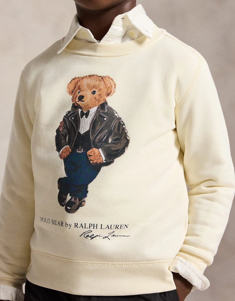 Ralph Lauren Boys Polo Bear Sweatshirt in Ivory
