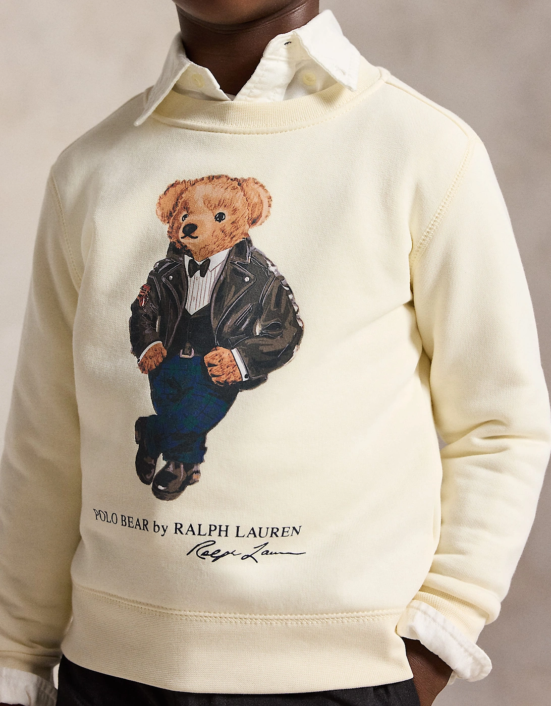 Ralph Lauren Boys Polo Bear Sweatshirt in Ivory