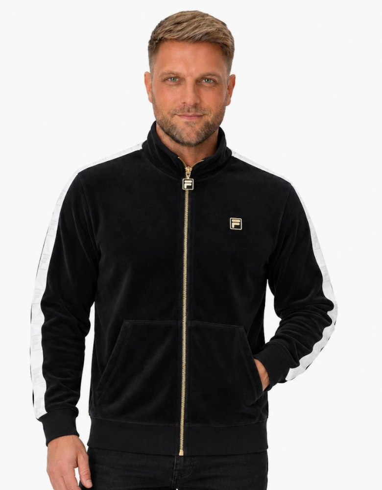 Fila Gold Bosco Velour Track Top Jacket Black