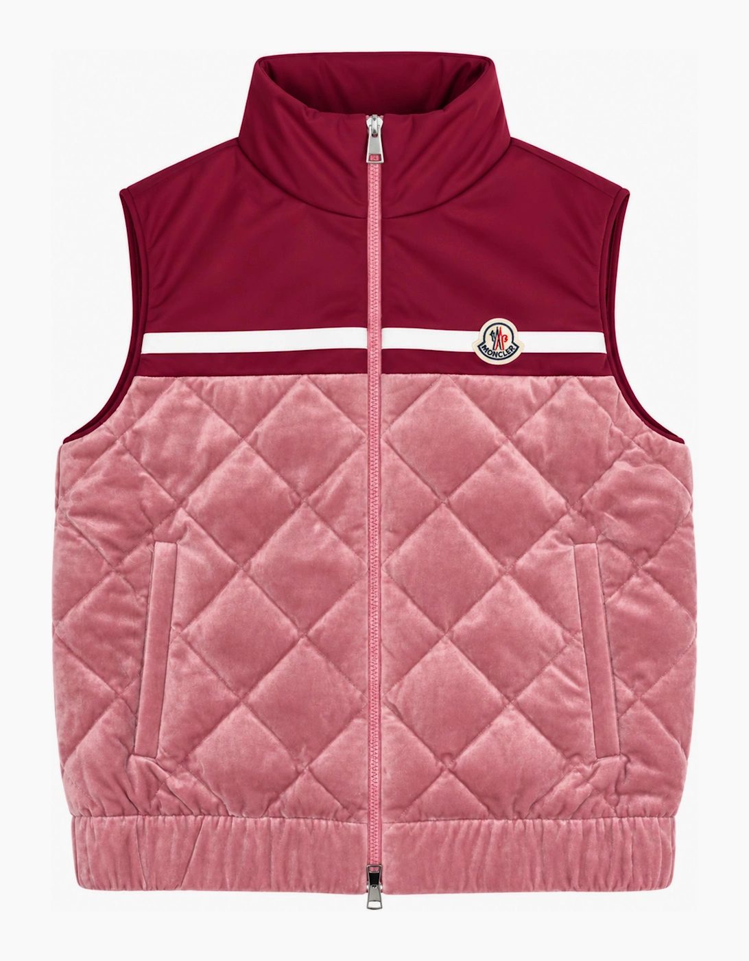 MONCLER WOMENS MIXED VELVET VEST PINK