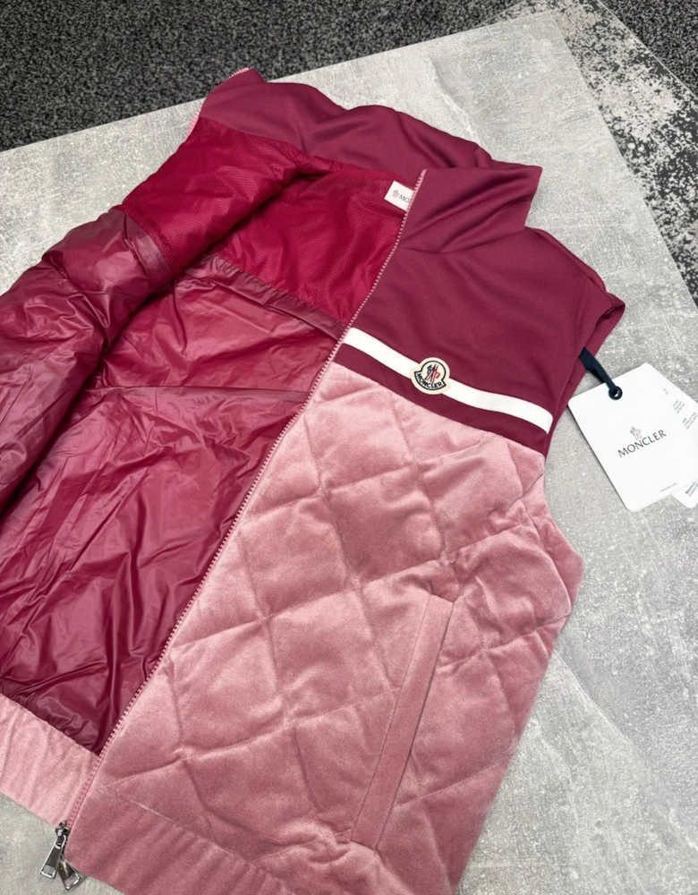 MONCLER WOMENS MIXED VELVET VEST PINK