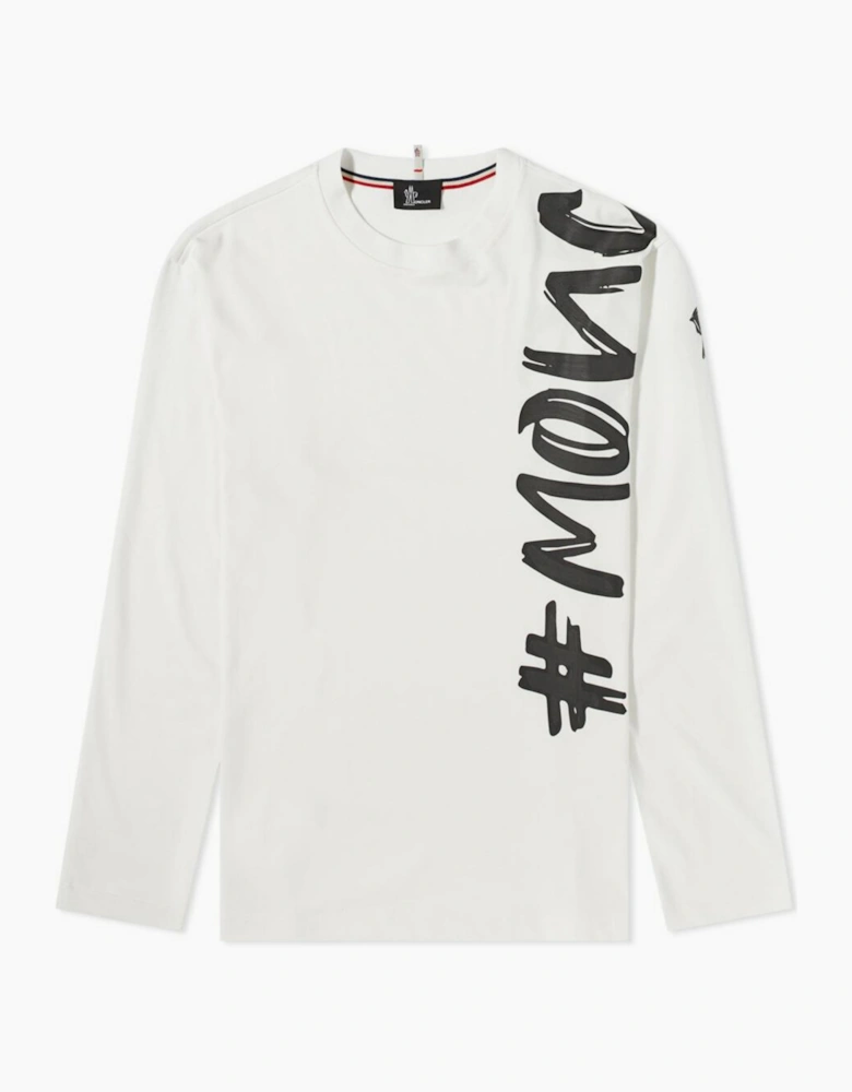 MONCLER GRENOBLE SIDE LOGO LONG SLEEVE TEE WHITE
