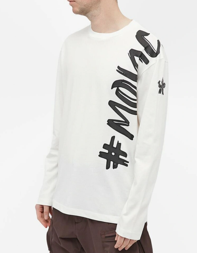 MONCLER GRENOBLE SIDE LOGO LONG SLEEVE TEE WHITE