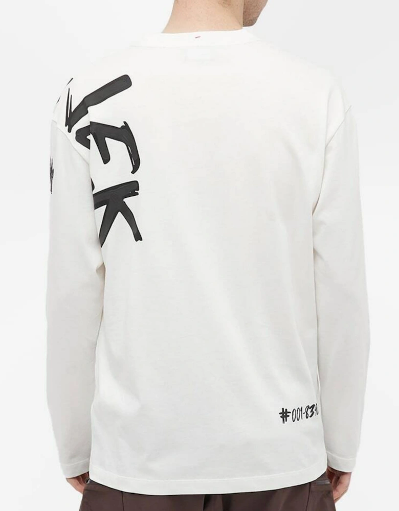 MONCLER GRENOBLE SIDE LOGO LONG SLEEVE TEE WHITE