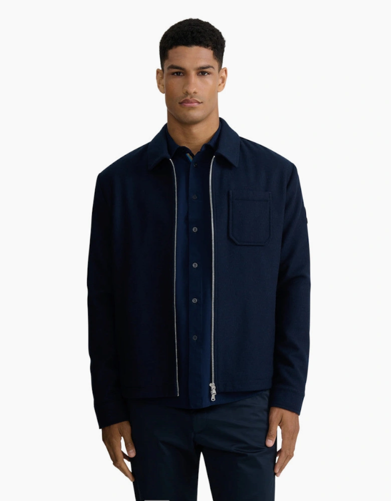 Sandbanks Wool Zip Shirt Navy
