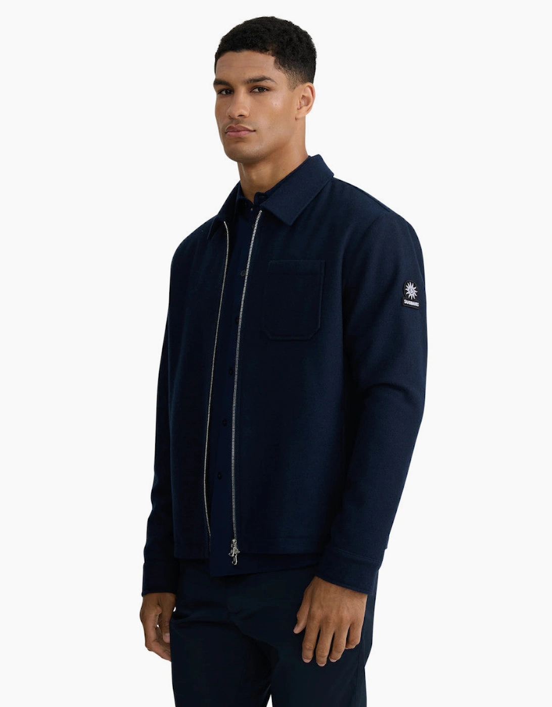 Sandbanks Wool Zip Shirt Navy