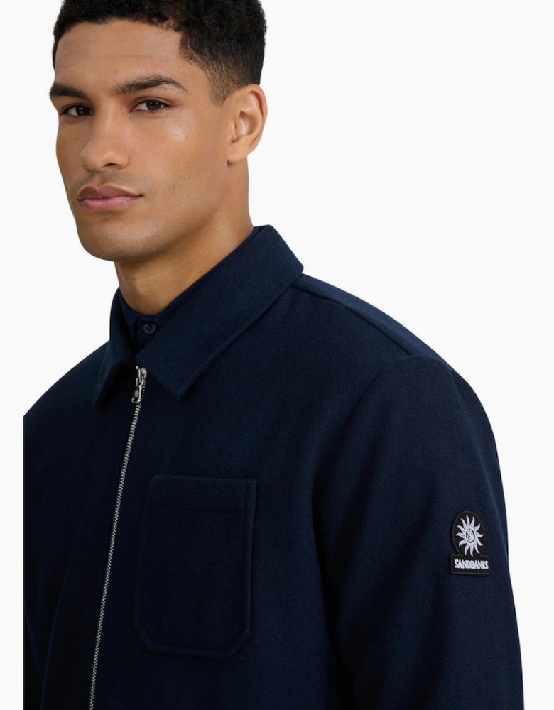 Sandbanks Wool Zip Shirt Navy