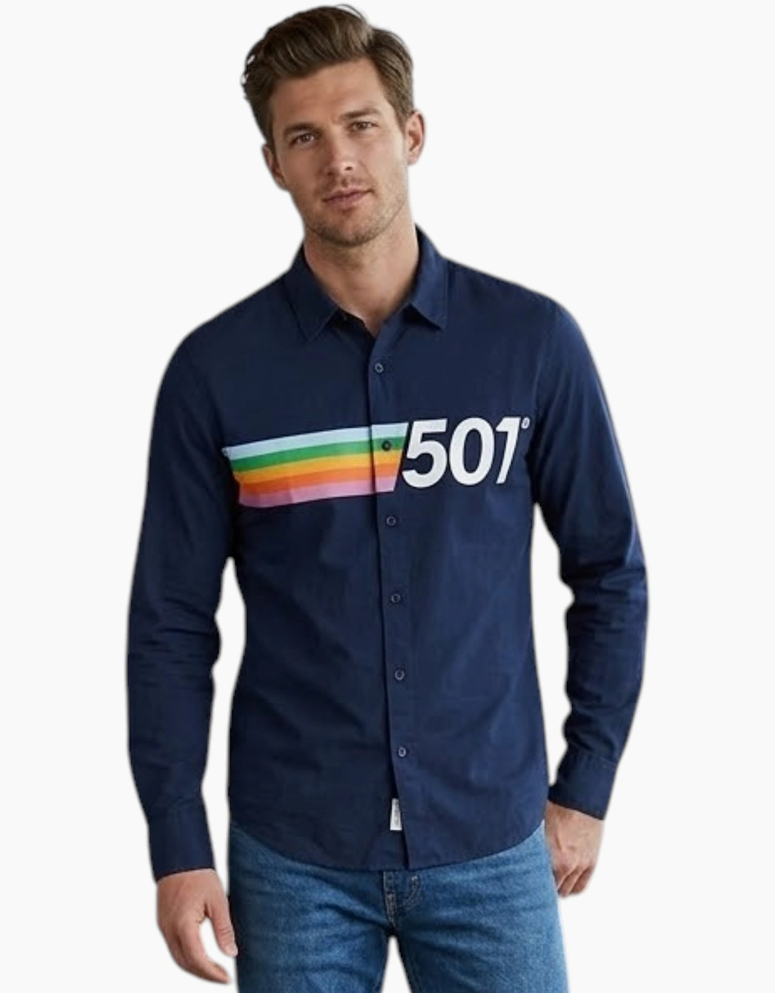 Levi's Men's LEVIS Mens Shirts Cotton Long Sleeve Summer Shirt - Navy - Size: 42/Regular