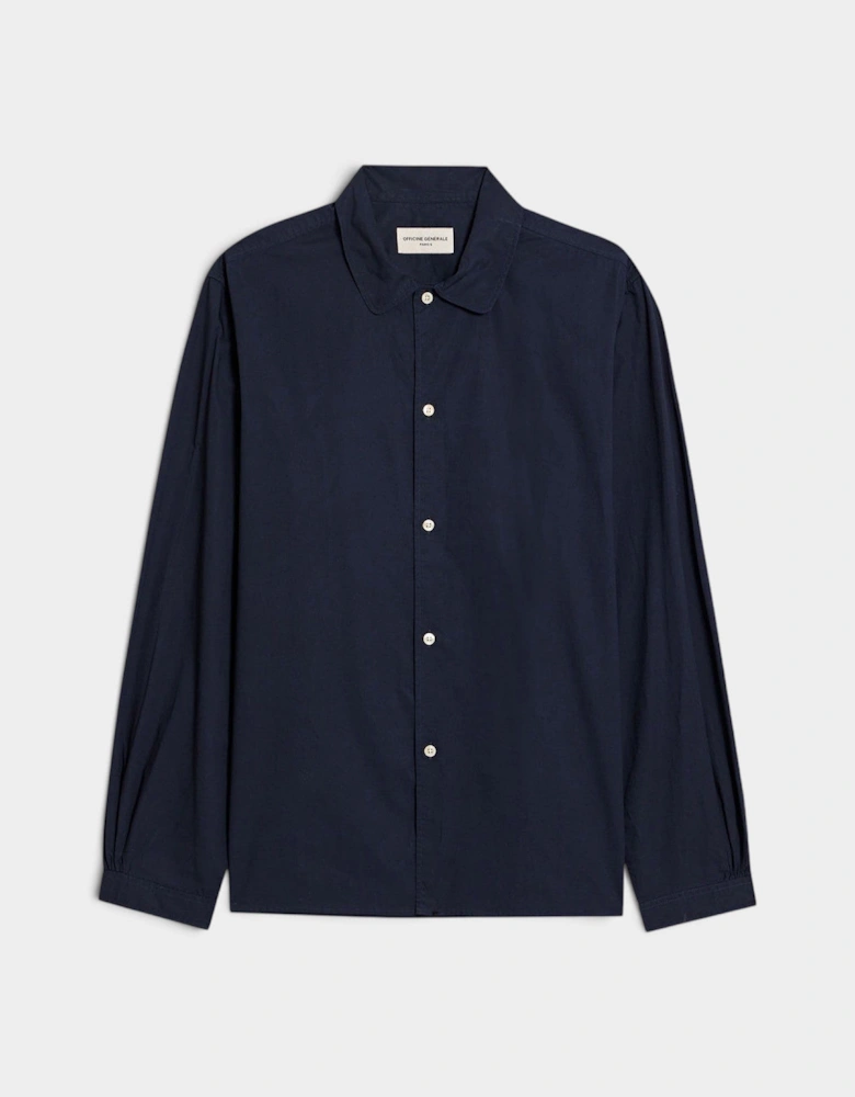 Eloi Pie Dye Poplin Shirt Dark Navy
