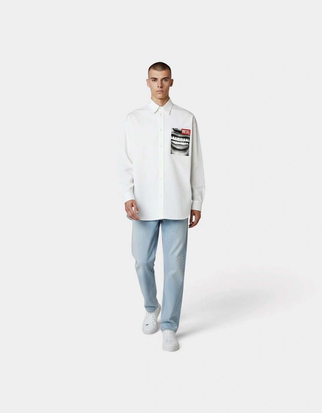 S-Mon Graphic Print Shirt Bright White