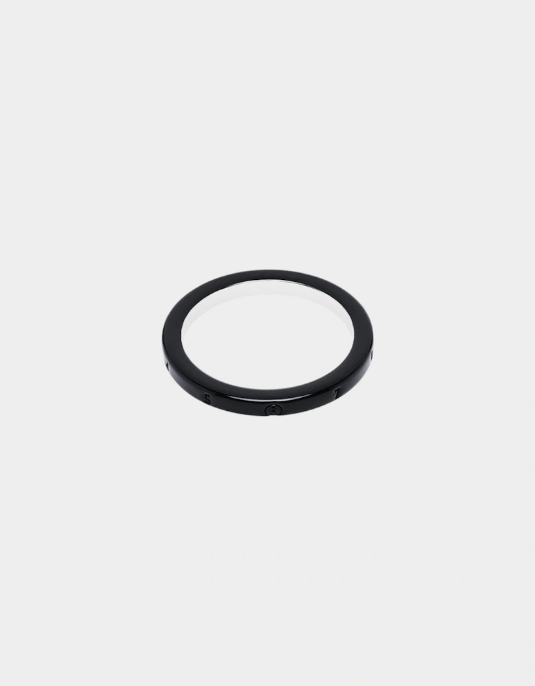 MM6 Number Logo Slim Band Ring Polished Palladio