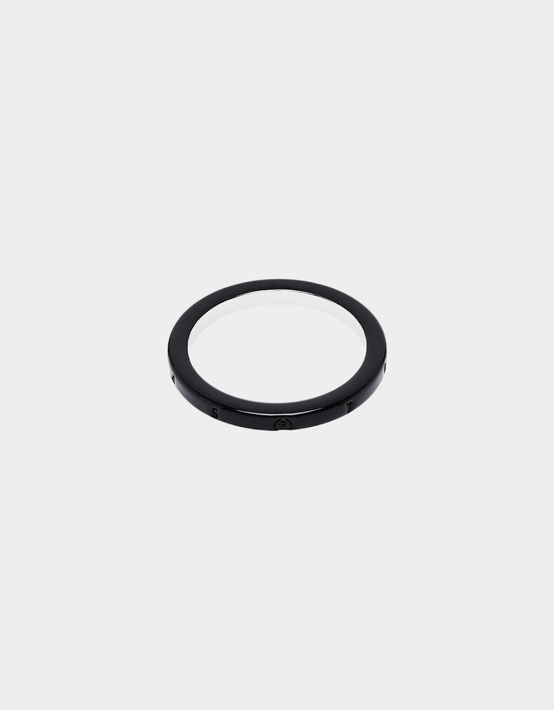 Maison Margiela Women's MM6 Number Logo Slim Band Ring Polished Palladio - Black - Size: 3