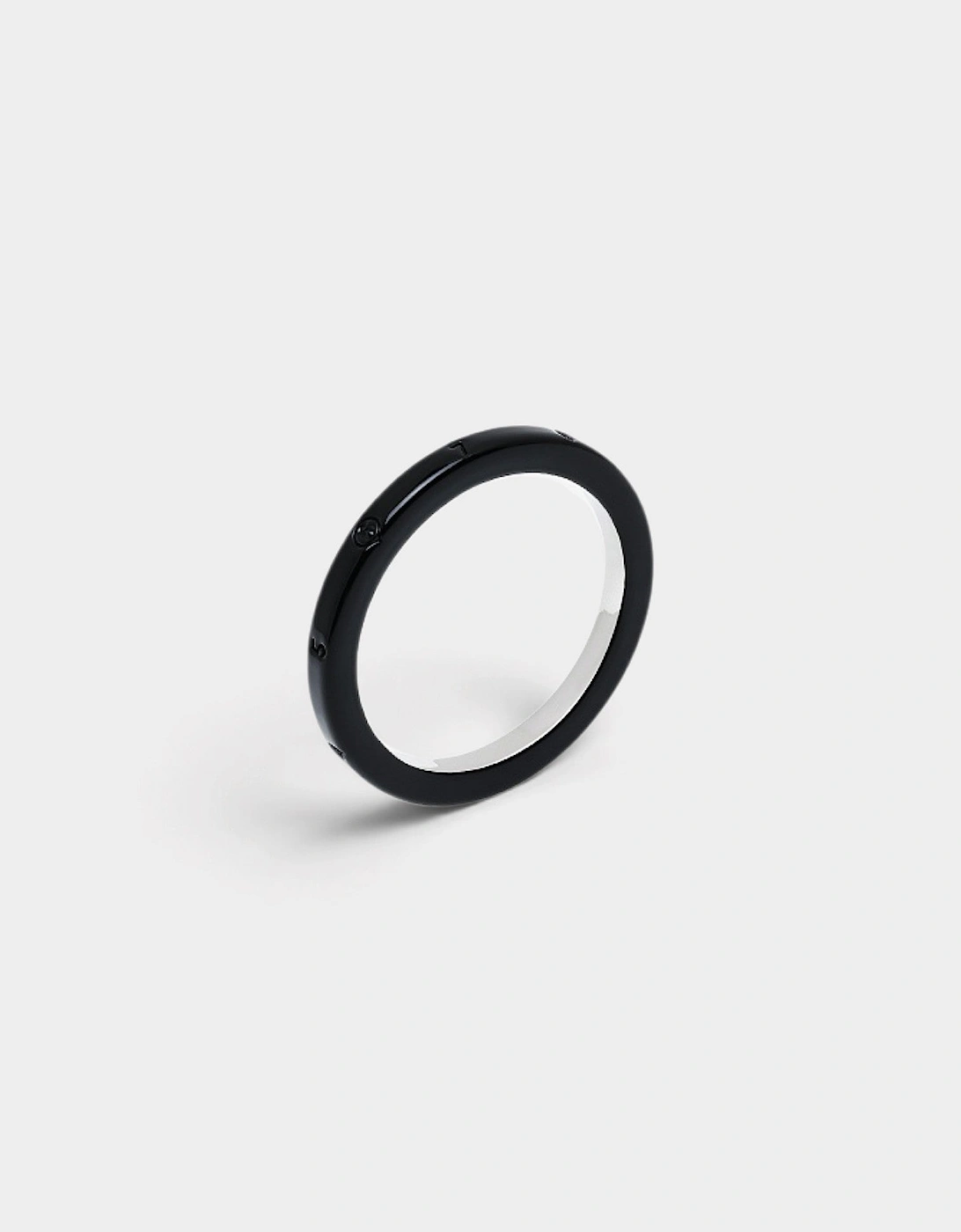 MM6 Number Logo Slim Band Ring Polished Palladio