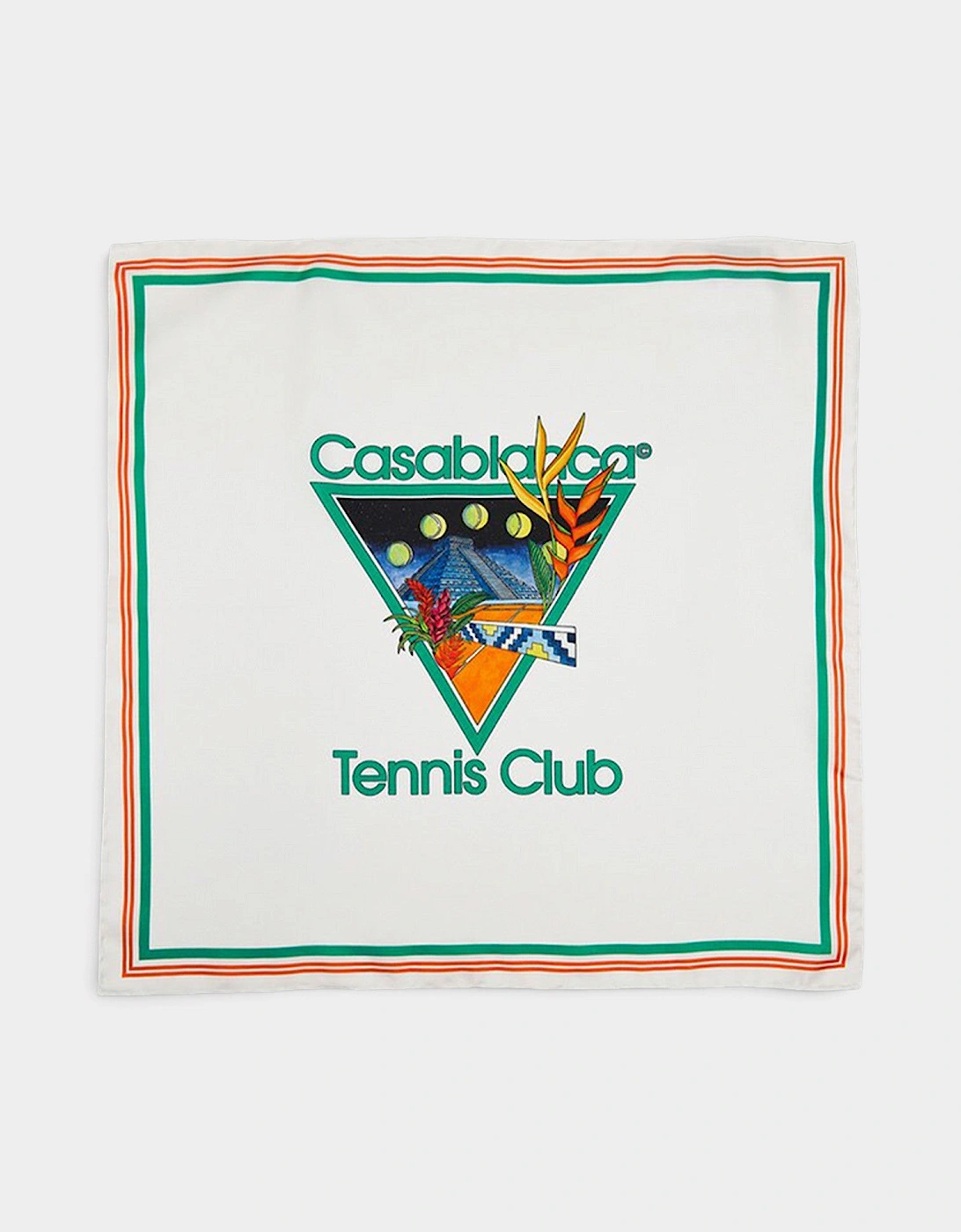 Logo Silk Twill Scarf Tennis Club White