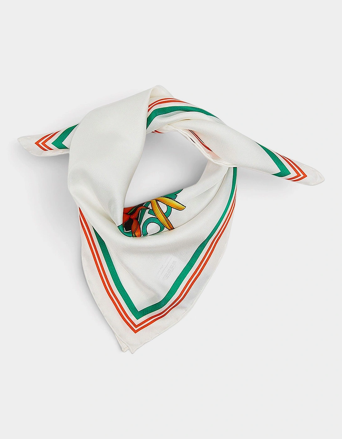 Logo Silk Twill Scarf Tennis Club White