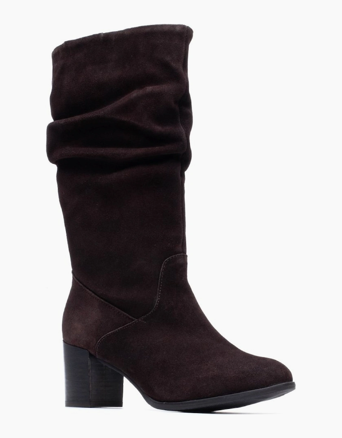 Hush Puppies Cosima Ruched Knee High Wedge Boots for Women in Brown Suede Leather UK 5 - Image 7