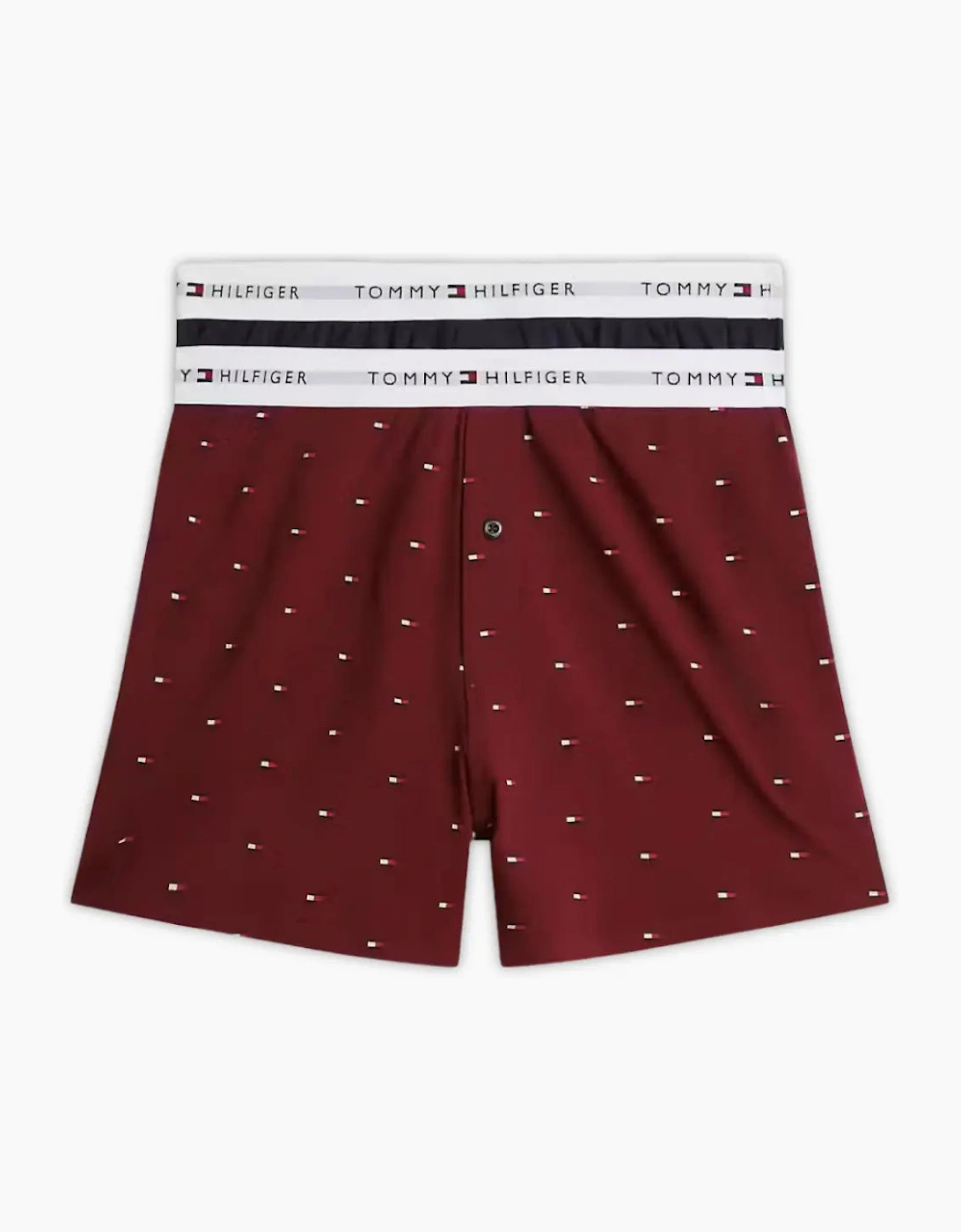 Tommy Hilfiger Men's 2-Pack Flag Print Jersey Boxer Shorts, Burguny/Navy - Size: 35/34/32