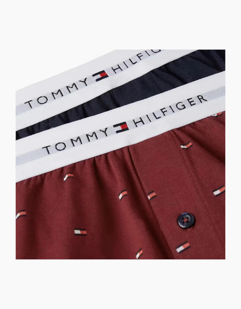 2-Pack Flag Print Jersey Boxer Shorts, Burguny/Navy