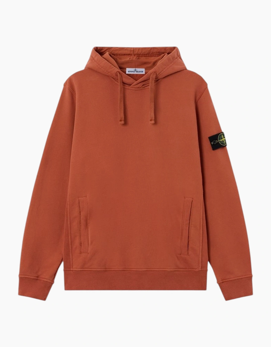 Men's Stone Island Brushed Organic Cotton Brick Red Hoodie - Green - Size: 42