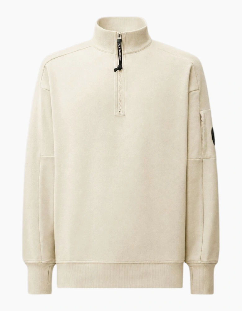 C.P. Company Diagonal Raised Fleece 1/4 Zip Silver Birch Sweatshirt