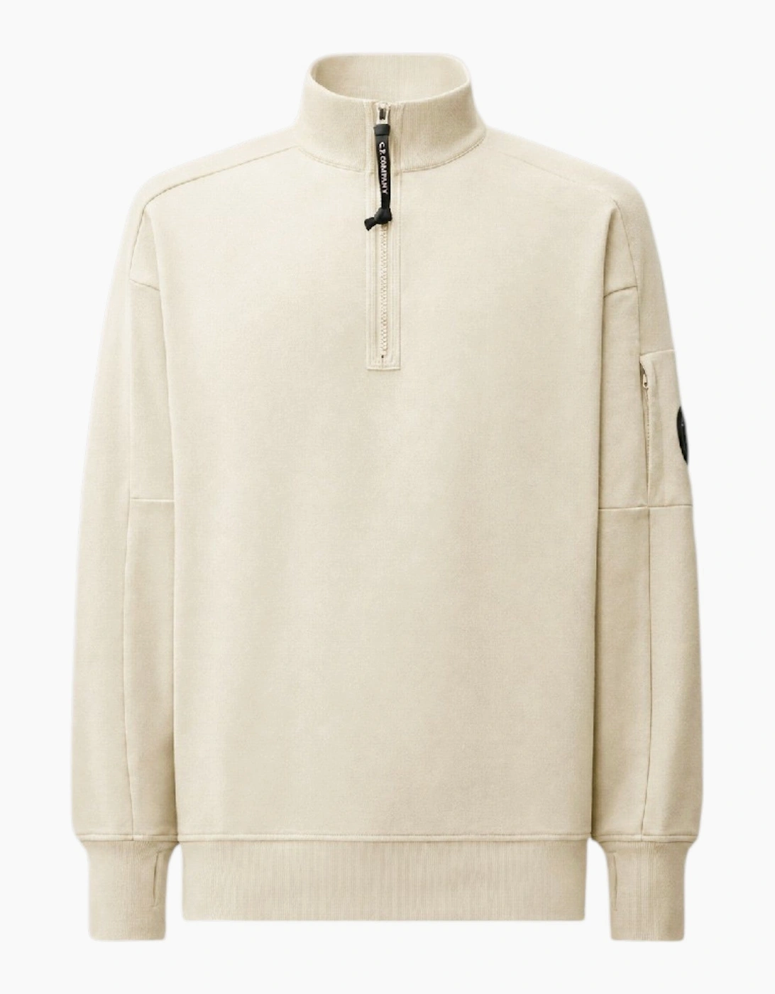 C.P. Company Diagonal Raised Fleece 1/4 Zip Silver Birch Sweatshirt