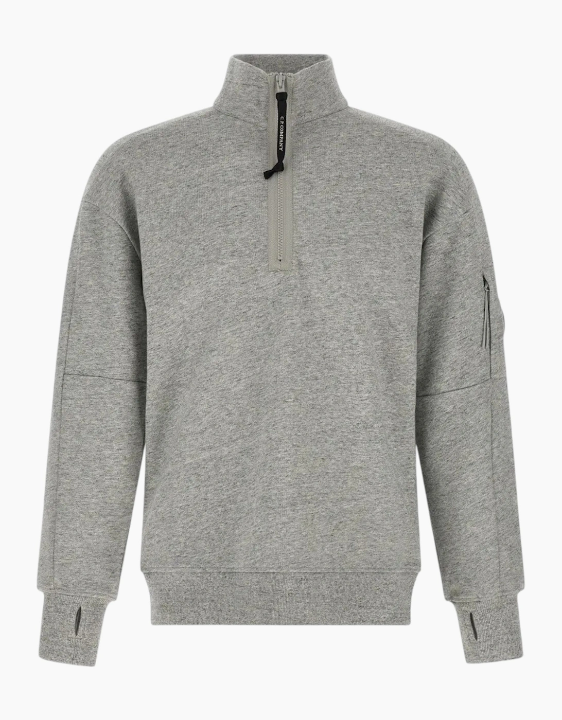 C.P. Company Diagonal Raised Fleece 1/4 Zip Grey Sweatshirt