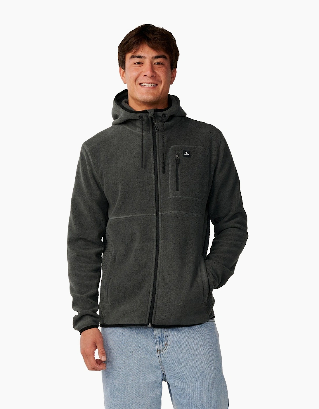 Ripcurl Men's Rip Curl Mens Departed Polar Hooded Full Zip Fleece - Grey - Size: 38/Regular