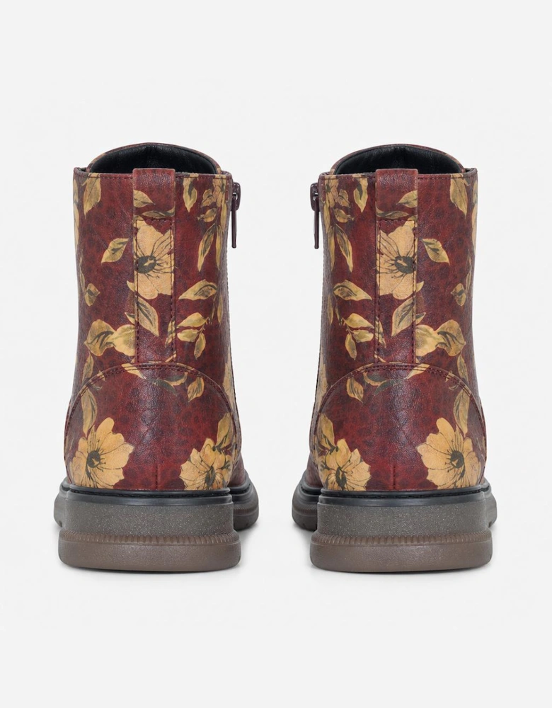 Cipriata AMBRETTA Womens Ankle Boots Burgundy Multi Floral