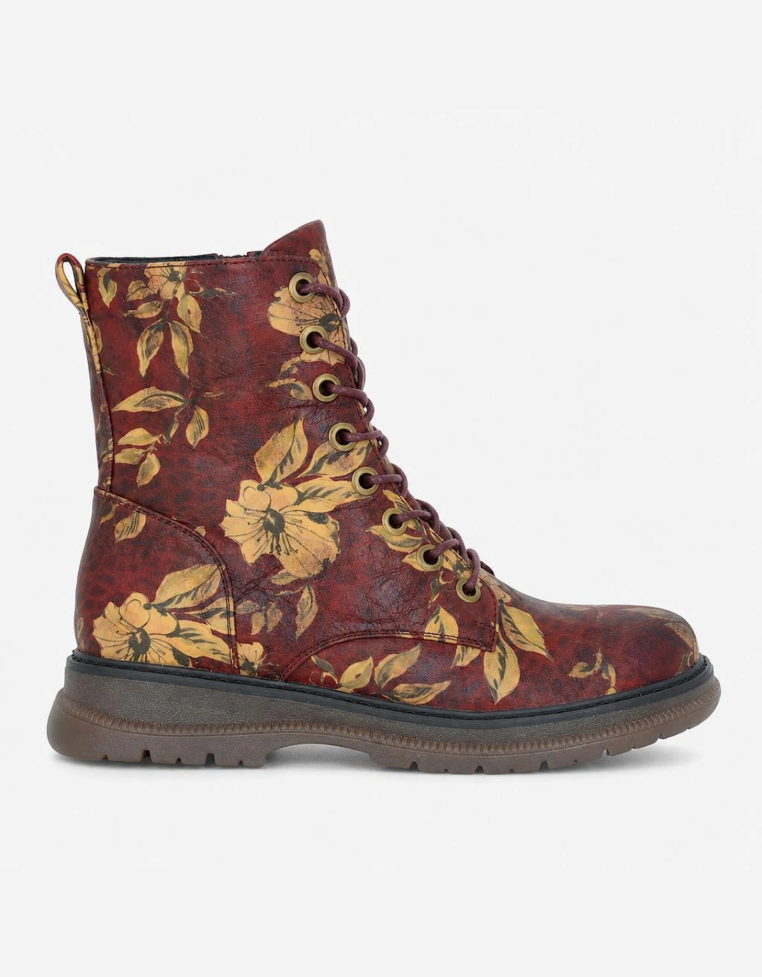 Cipriata AMBRETTA Womens Ankle Boots Burgundy Multi Floral